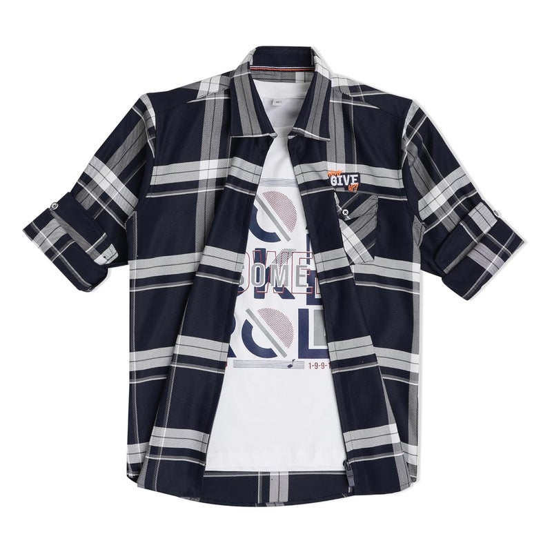 CAVIO Boys Regular Fit Checks Casual Shirt and T-Shirt - Image 4